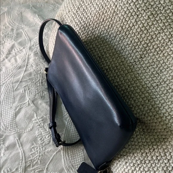 Coach True Navy Crossgrain Leather Crossbody Bag Gold Logo F52881 - Picture 5 of 10